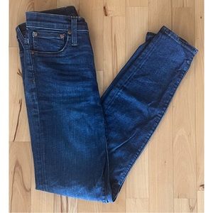 J.Crew 10" High-Rise Toothpick Skinny Jeans Dark Blue 25